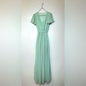 Baltic Born Teal Green Blue Mint Maxi Dress Wedding Event Formal Chiffon Small